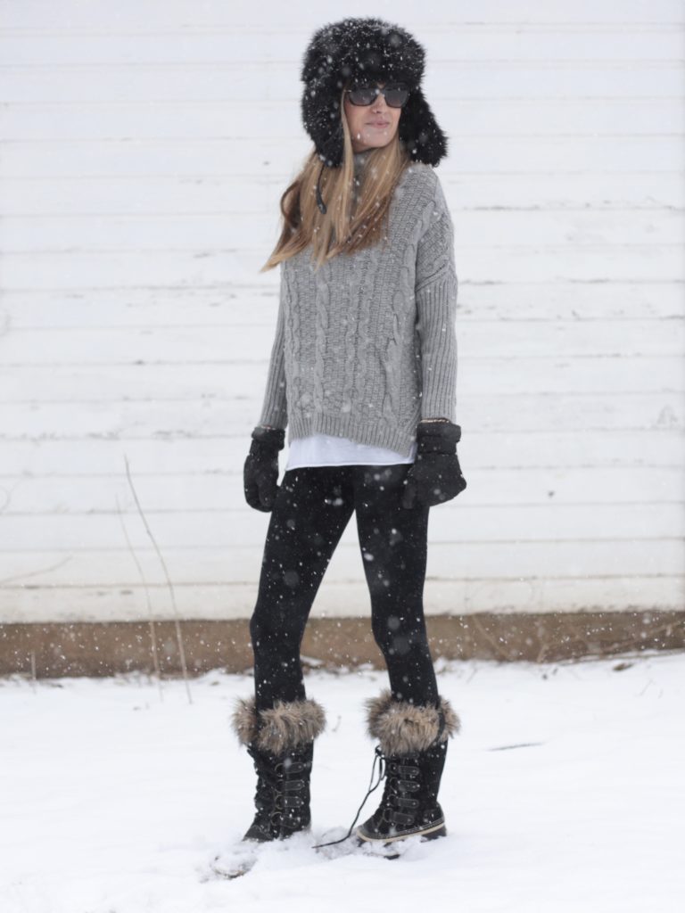 affordable gray cable knit sweater