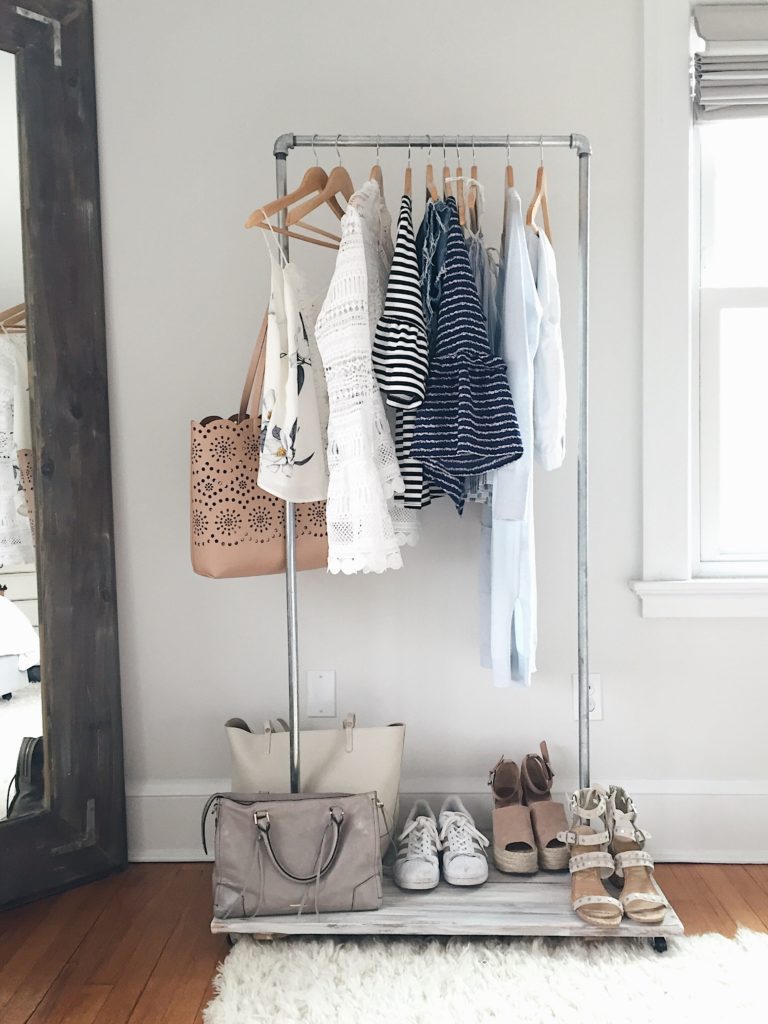how to build an industrial clothes rack - finished product
