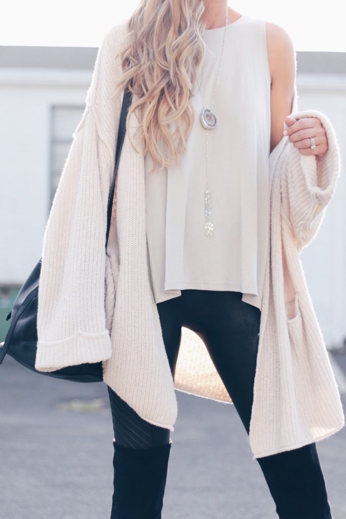 wondering how to style leather leggings for Fall? SAVE THIS POST - 3 days to style faux leather leggings
