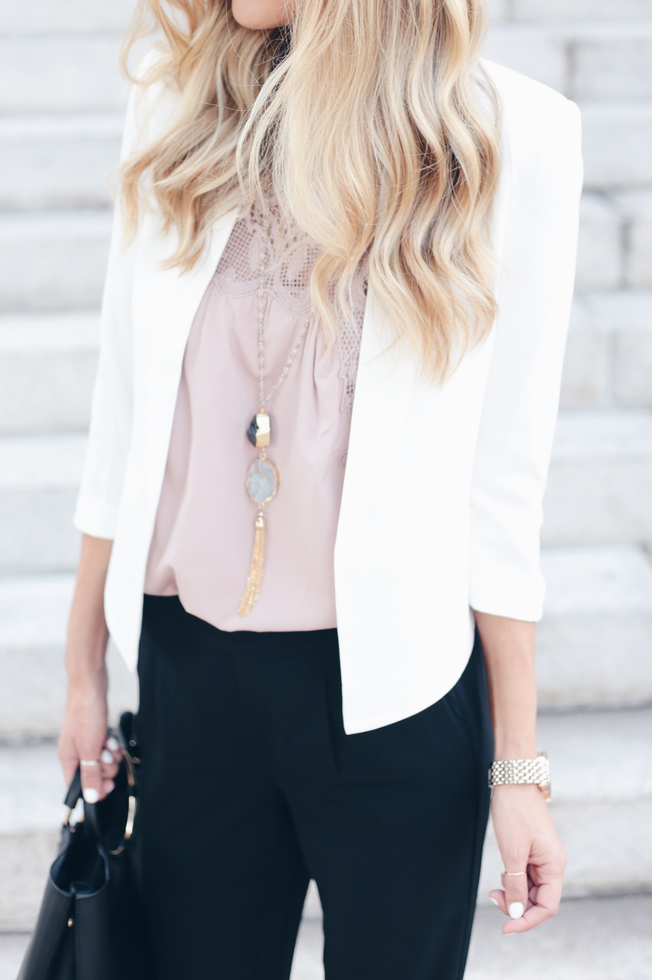  how to style joggers for work - chich office outfit on pinteresting plans connecticut fashion blog