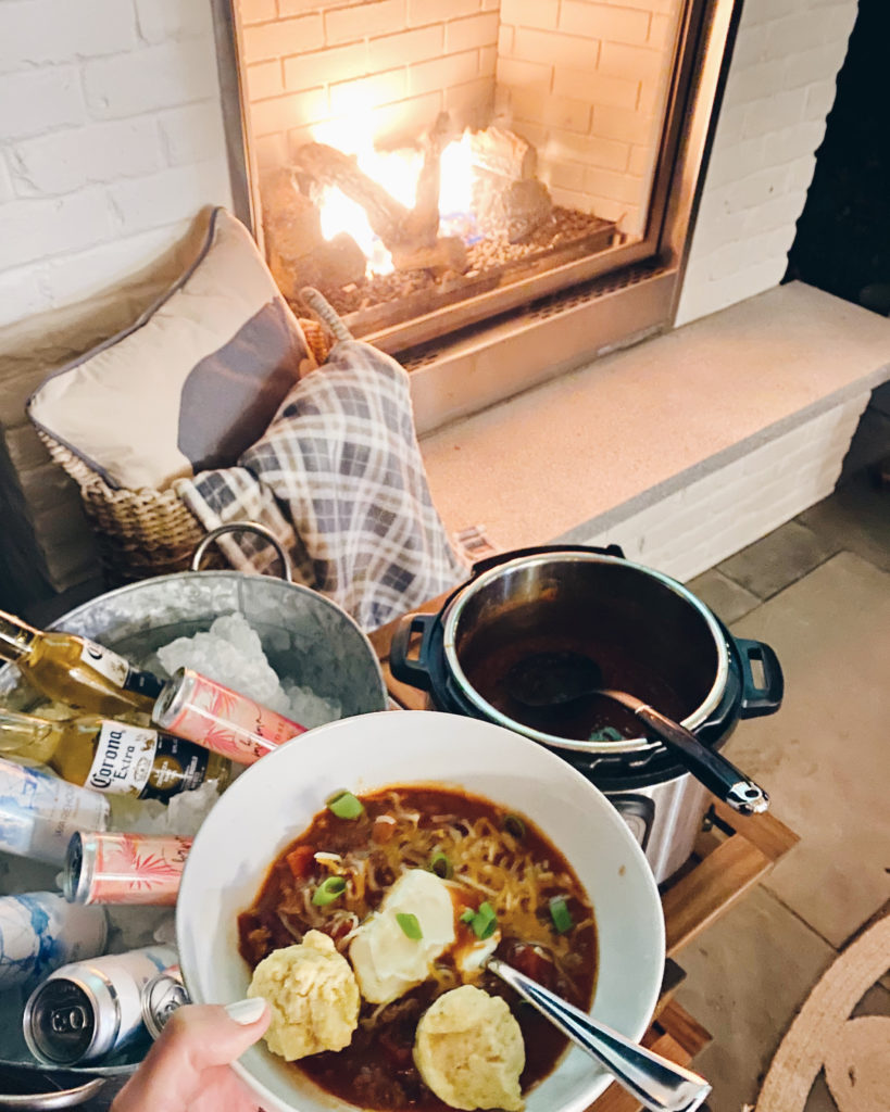 outdoor football night with chili - socially distanced gathering ideas
