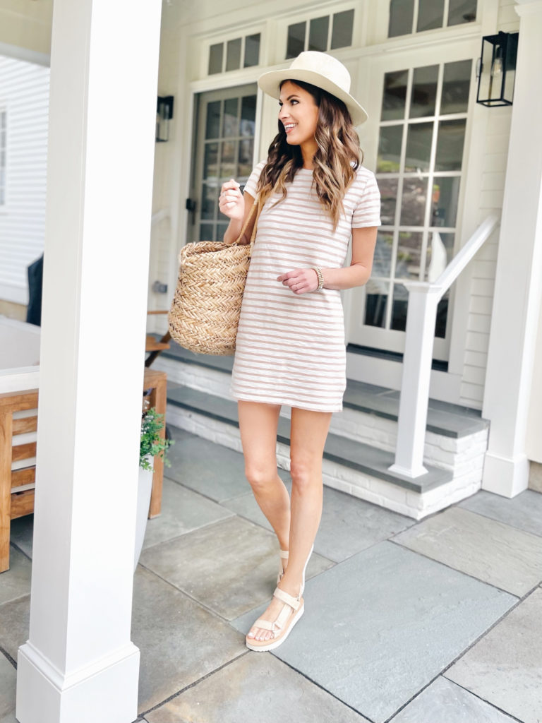 stripe tshirt dress outfit ideas for tall girls